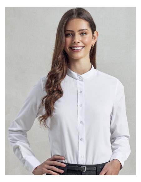 PRE-PR358-Womens Banded Collar Grandad Shirt 2